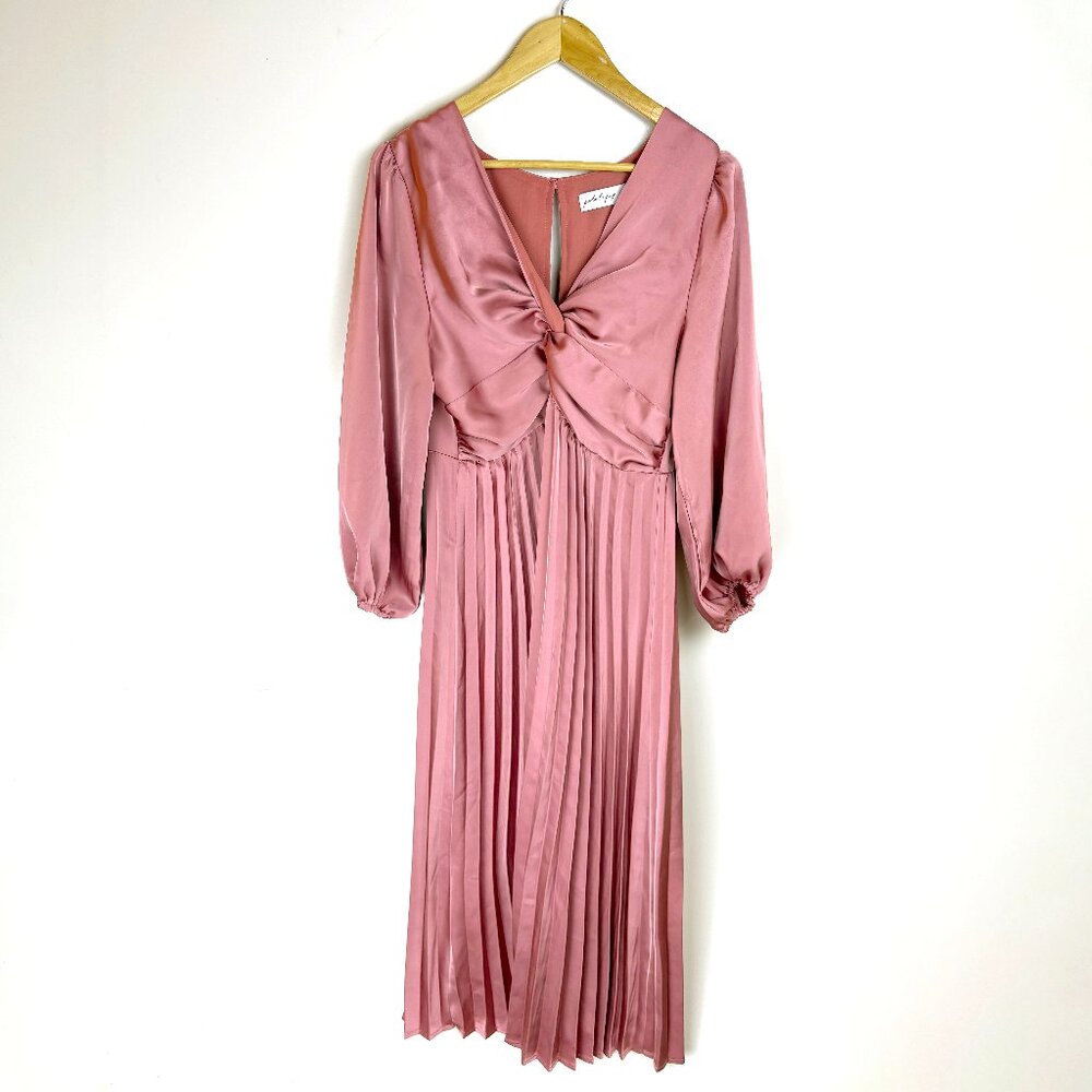 Petal & Pup Noelle Twist Front Pleated Midi Dress - Pink Large - Picture 3 of 9